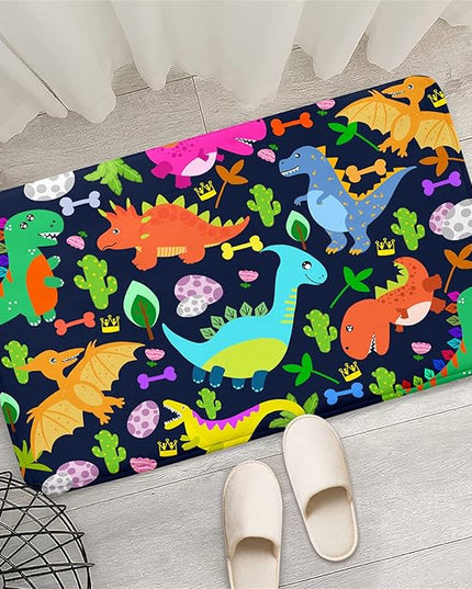 Dinosaur Rug for Boys Room Cartoon Dinosaur Area Rugs Kids Rug Dinosaur Rug Kids Play Rug Dinosaur Play Rug for Bedroom and Kidroom Playing Room,Dark Blue 2'×3' - LeafyLoom