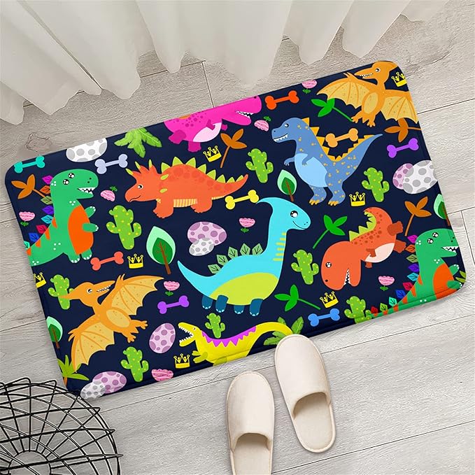 Dinosaur Rug for Boys Room Cartoon Dinosaur Area Rugs Kids Rug Dinosaur Rug Kids Play Rug Dinosaur Play Rug for Bedroom and Kidroom Playing Room,Dark Blue 2'×3' - LeafyLoom