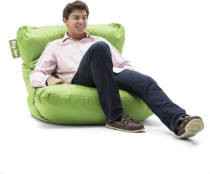 Big Joe Roma Bean Bag Chair, Spicy Lime Smartmax, Durable Polyester Nylon Blend, 3 feet - LeafyLoom