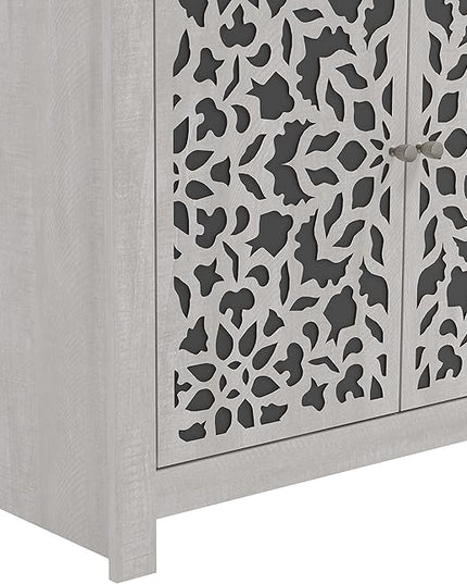 Galano Culbreath 4 Door Sideboard Buffet Cabinet with Storage and Adjustable Shelves, Storage Cabinet for Kitchen, Dining Room, Living Room, 15.67" D x 57.64" W x 30" H, Dusty Grey Oak - LeafyLoom