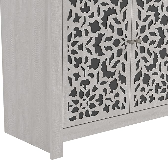 Galano Culbreath 4 Door Sideboard Buffet Cabinet with Storage and Adjustable Shelves, Storage Cabinet for Kitchen, Dining Room, Living Room, 15.67" D x 57.64" W x 30" H, Dusty Grey Oak - LeafyLoom