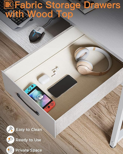 ODK Computer Desk Study Table, 55 Inch Office Desk with Drawers and Keyboard Tray, Study Desk Work Desk with Monitor Shelf, Writing Desk with Storage for Home Office, White - LeafyLoom