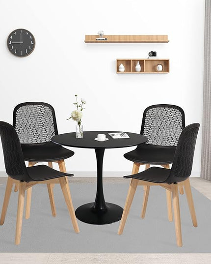 Armless Modern Chairs with Wood Legs for Living, Bedroom, Kitchen,Dining,Lounge Waiting Room, Restaurants, Cafes, Set of 4… - LeafyLoom