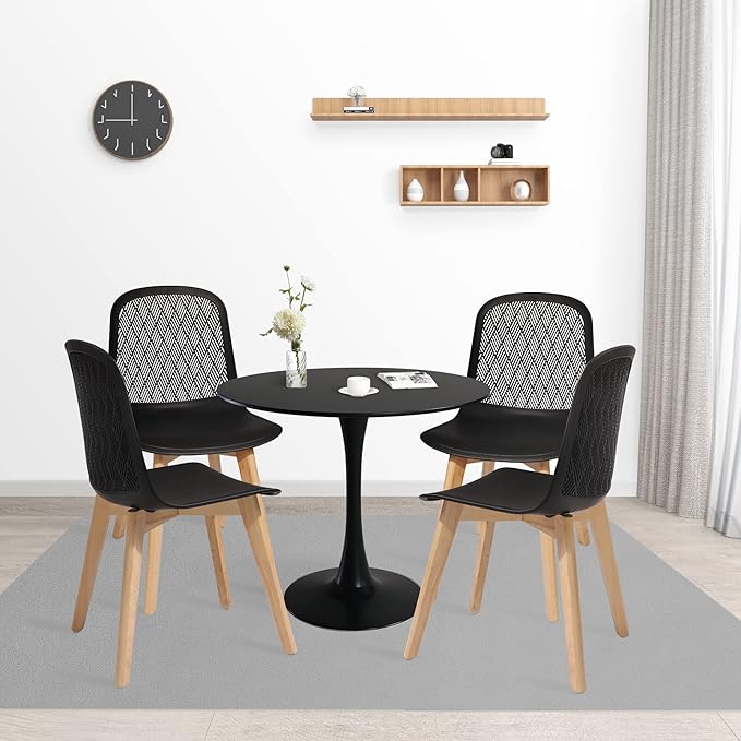 Armless Modern Chairs with Wood Legs for Living, Bedroom, Kitchen,Dining,Lounge Waiting Room, Restaurants, Cafes, Set of 4… - LeafyLoom