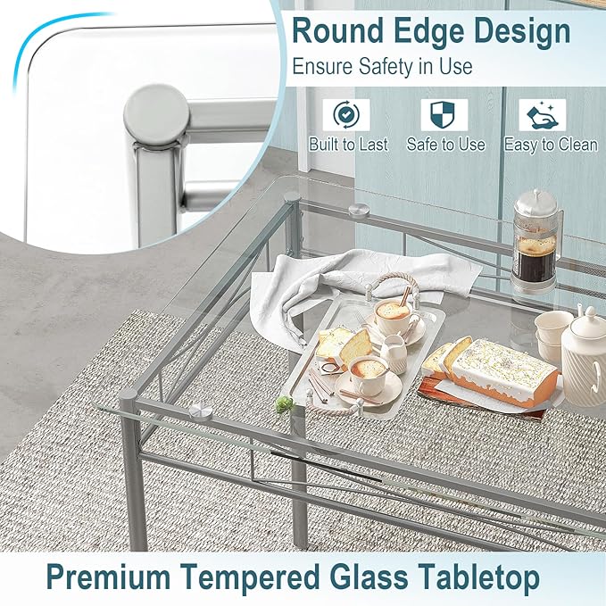 Tangkula Dining Table Set, Beige - LeafyLoom
