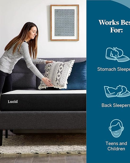 Lucid 8 Inch Twin XL Mattress - Firm Gel Memory Foam Mattress – Bamboo Charcoal Foam –Gel Infused- Hypoallergenic Foam Mattress - LeafyLoom