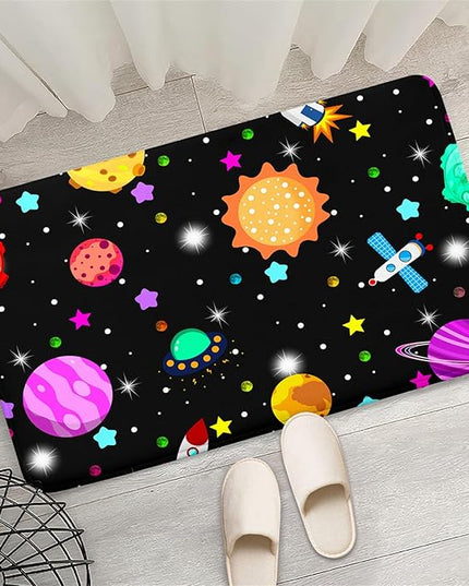 Space Rug - Space Rug for Boys Room Solar System Rug Planet Carpet for Kids Outer Space Area Rug Bedroom Boys Kids Rugs for Playroom Galaxy Rugs for Boys Bedroom,Black,2'×3' - LeafyLoom