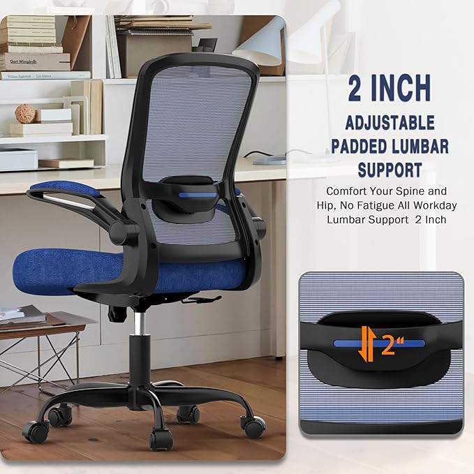 Office Chair, Ergonomic Desk Chair with Adjustable Lumbar Support, High Back Mesh Computer Chair with Flip-up Armrests-BIFMA Passed Task Chairs, Executive Chair for Home Office - LeafyLoom