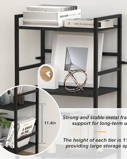 CADUKE Black Tall Bookcase 5 Tier Book Shelf for Bedroom Industrial Bookshelf with Storage Book Shelves for Kids Room Standing Office Bookshelves and Bookcases for Bedroom Living Room - LeafyLoom