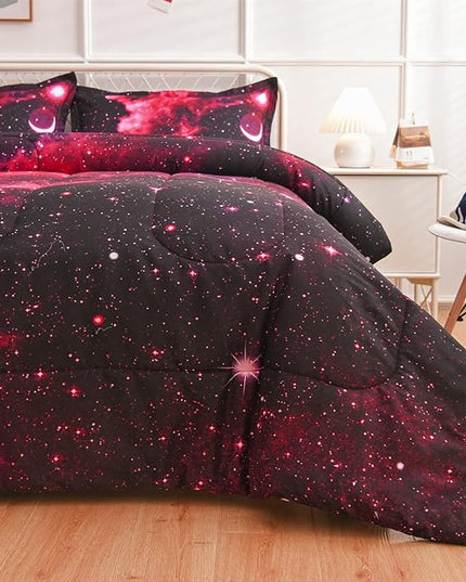 A Nice Night 3D Galaxy Blanket Comforter Bedding Sets Home Textile with Comforter Pillowcase, Full Size - LeafyLoom