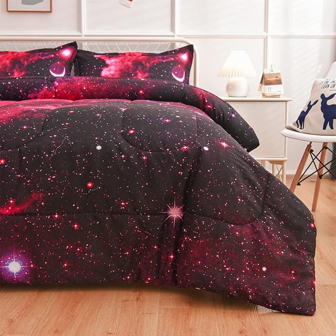 A Nice Night 3D Galaxy Blanket Comforter Bedding Sets Home Textile with Comforter Pillowcase, Full Size - LeafyLoom