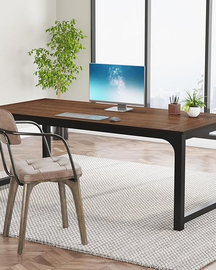 Tribesigns Modern Computer Desk, 70.8 x 35.4 inch Large Executive Office Desk Computer Table Study Writing Desk Workstation for Home Office, Teak - LeafyLoom