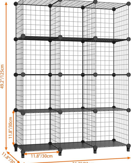 HOMIDEC Closet Organizers and Storage, 12 Storage Cubes, Wire Cube Storage DIY Room Storage Shelf for Garment Racks, Closet, Wardrobe - LeafyLoom