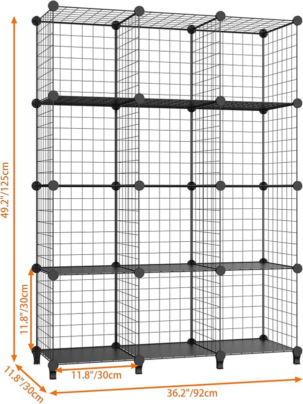 HOMIDEC Closet Organizers and Storage, 12 Storage Cubes, Wire Cube Storage DIY Room Storage Shelf for Garment Racks, Closet, Wardrobe - LeafyLoom