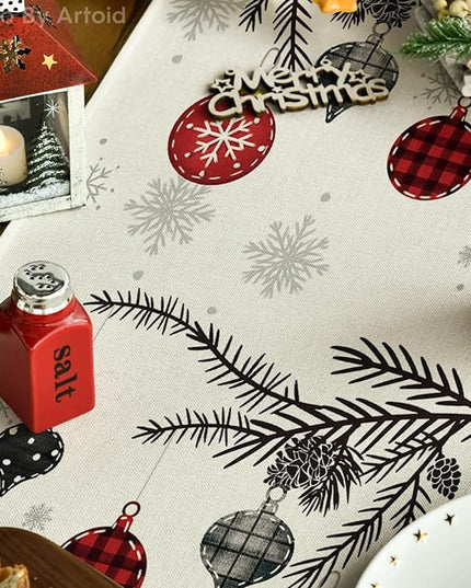 Artoid Mode Red Pine Trees Merry Christmas Table Runner, Winter Xmas Holiday Kitchen Dining Table Decoration for Home Party Decor 13x90 Inch ArtoidMode
