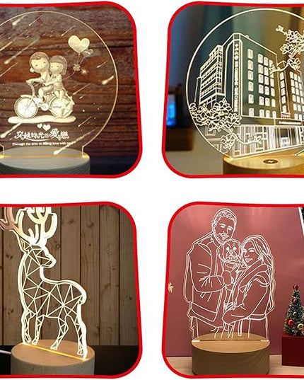 2Pcs 4" Round Wood LED Display Base, Warm Color Wooden Lighted Base Stand for Crystal Glass Resin Art, Acrylic and Plexiglass - LeafyLoom
