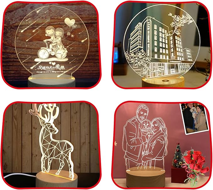 2Pcs 4" Round Wood LED Display Base, Warm Color Wooden Lighted Base Stand for Crystal Glass Resin Art, Acrylic and Plexiglass - LeafyLoom
