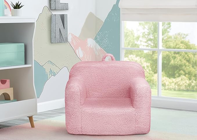 Delta Children Cozee Sherpa Chair, Pink - LeafyLoom