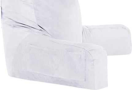 Husband Pillow XXL Cover Aspen - Reversible Micro Plush to Microsuede - Side and Back Pockets for The XXL Bed Rest Pillow - Convenient Handle for Carrying, White Dandelion - LeafyLoom