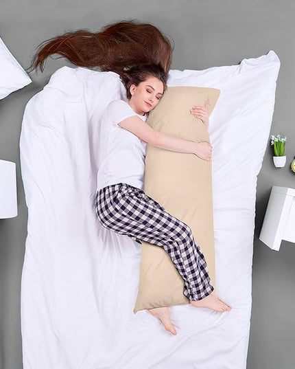 Utopia Bedding Full Body Pillow for Adults (Beige, 20 x 54 Inch), Long Pillow for Sleeping, Large Pillow Insert for Side Sleepers - LeafyLoom