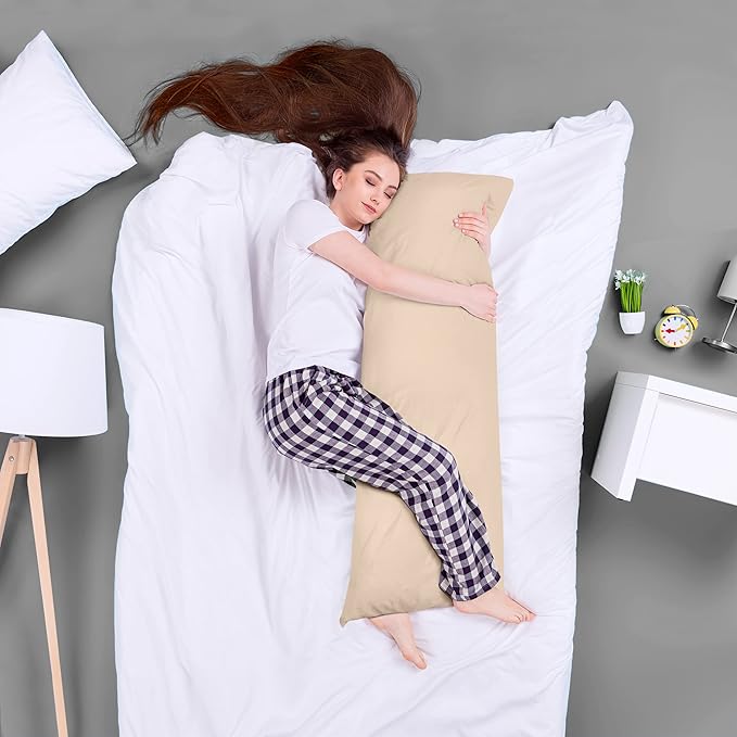 Utopia Bedding Full Body Pillow for Adults (Beige, 20 x 54 Inch), Long Pillow for Sleeping, Large Pillow Insert for Side Sleepers - LeafyLoom