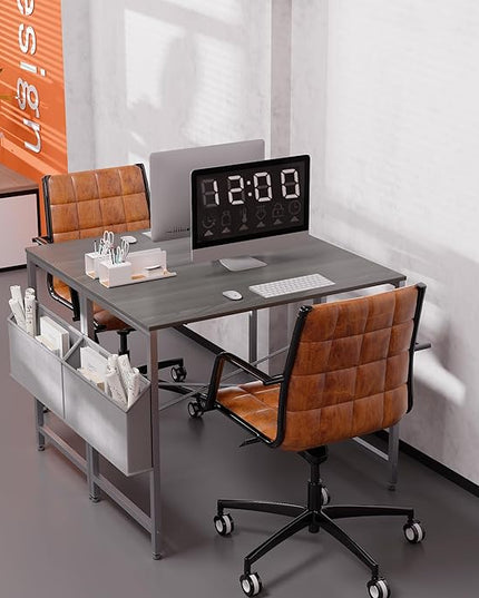 Pamray 32 Inch Computer Desk Small Spaces Desk with Storage Bag for Bedroom Writing and Home Office Work Small Study Desk Table Espresso Gray - LeafyLoom