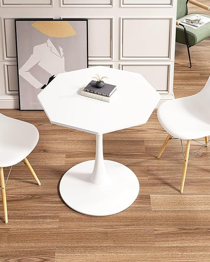 NicBex Dining Table Contemporary Kitchen Table Farmhouse Rustic 31.50" Octagonal Coffee Table with MDF Table Top,Metal Base, for Dining Room, Kitchen, Living Room, White - LeafyLoom