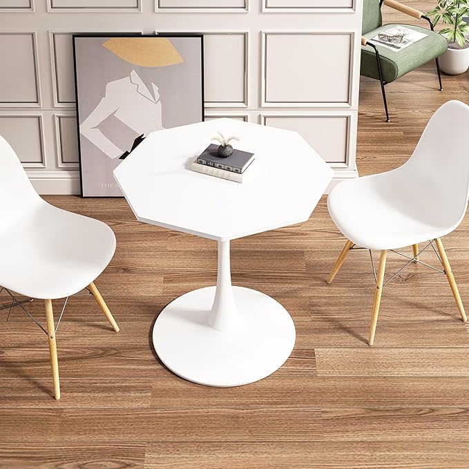 NicBex Dining Table Contemporary Kitchen Table Farmhouse Rustic 31.50" Octagonal Coffee Table with MDF Table Top,Metal Base, for Dining Room, Kitchen, Living Room, White - LeafyLoom