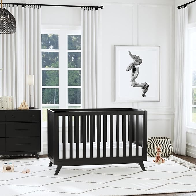 DaVinci Otto 3-in-1 Convertible Crib in Ebony, GREENGUARD Gold Certified - LeafyLoom