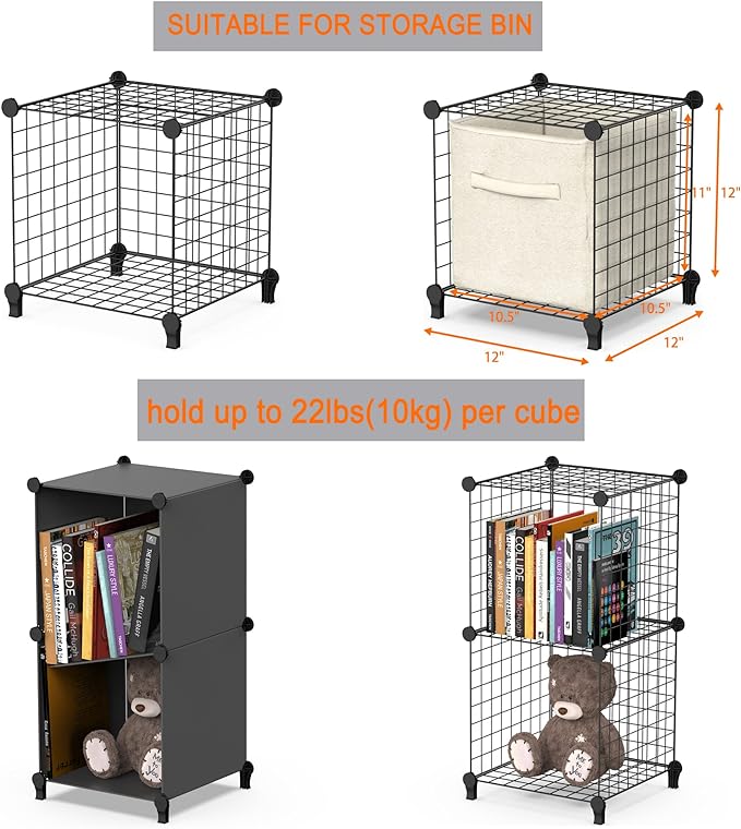 HOMIDEC Closet Organizers and Storage, 12 Storage Cubes, Wire Cube Storage DIY Room Storage Shelf for Garment Racks, Closet, Wardrobe - LeafyLoom