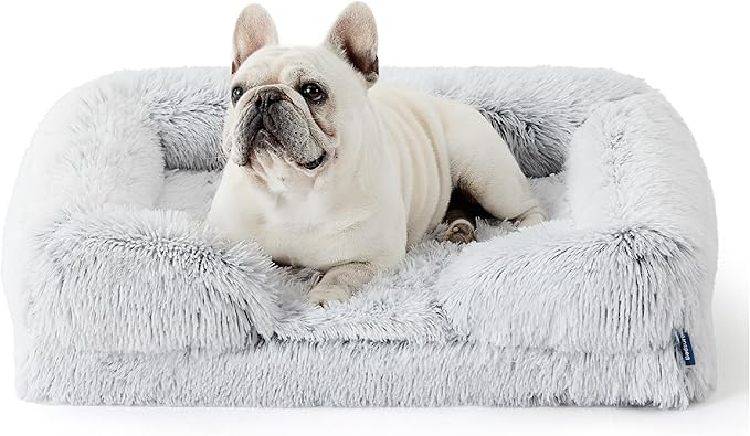 Bedsure Orthopedic Dog Bed for Medium Dogs - Calming Waterproof Dog Sofa Beds Medium, Supportive Foam Pet Couch Bed with Removable Washable Cover, Waterproof Lining and Nonskid Bottom, Misty Grey BEDSURE