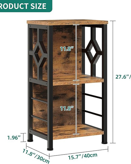 YITAHOME Small Bookshelf, 3 tier Farmhouse Bookshelf with Storage,Short Bookshelf for Small Spaces,Mini Shelf Stand,Open Bookcase for Bedroom Office Bathroom Living Room, Rustic Brown - LeafyLoom