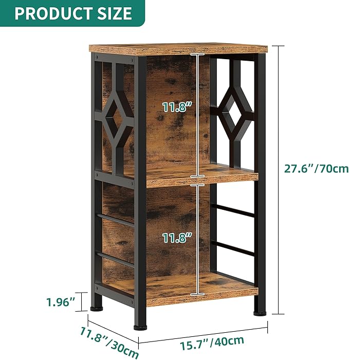 YITAHOME Small Bookshelf, 3 tier Farmhouse Bookshelf with Storage,Short Bookshelf for Small Spaces,Mini Shelf Stand,Open Bookcase for Bedroom Office Bathroom Living Room, Rustic Brown - LeafyLoom