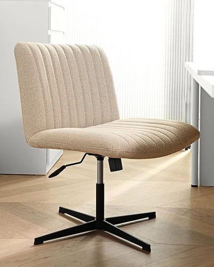 LEAGOO Armless Office Desk chair, Fabric Padded, Height Adjustable Wide Seat, Mid Back Ergonomic, Computer Task chair, Swivel Vanity chair with No Wheels (Mixed Color) - LeafyLoom