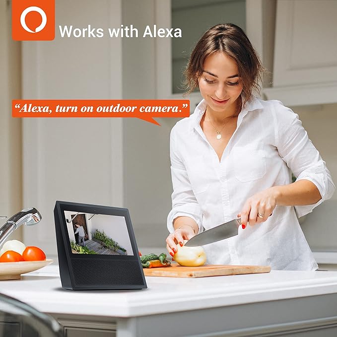 SHO Outdoor Plug-in Smart Security WiFi Camera, 1080P HD Video, IP66 Weatherproof, Motion Detection, Night Vision, Cloud Service, Compatible with Alexa and Google Home, 2 Pack SHO+Smart+Home+%26+Office