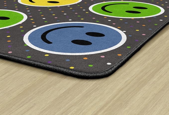 Flagship Carpets Smiley Seating (Seats 24) Classroom Area Rug or Educational Learning Mat, Kids Room or Playroom Carpet, 7'6" x 12', Gray/Multi - LeafyLoom