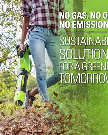 Greenworks 48V (2 x 24V) Cordless Brushless Axial Leaf Blower (140 MPH / 585 CFM / 125+ Compatible Tools), (2) 4.0Ah Batteries and Dual Port Rapid Charger Included - LeafyLoom