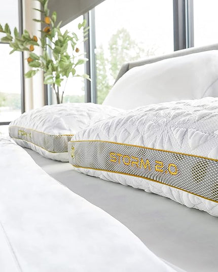 Bedgear Storm Performance Pillow - Size 2.0 - Cooling Pillow for Hot Sleepers - Medium Firmness Bed Pillow for All Sleep Positions - Hypoallergenic, Washable Removable Cover - 20" W x 26" L x 5.75" H - LeafyLoom