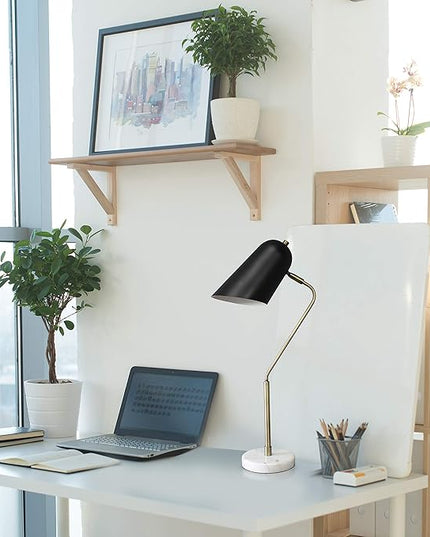 Elegant Designs LD1058-ABS Antique Brass and Marble Base Arched Desk Lamp - LeafyLoom