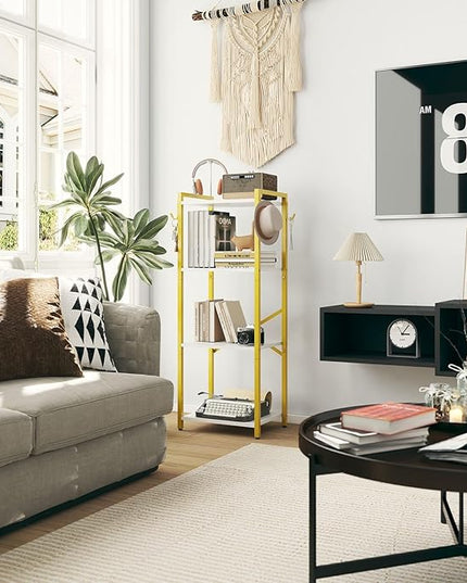 YMYNY Bookcase, 4-Tier Narrow Ladder Bookshelf, Freestanding Shelving Unit, Multifunctional Storage Rack, for Home Office Living Room Bedroom Kitchen, Plant Stand, White, 44 * 16.9 * 11.4" HBC004W - LeafyLoom