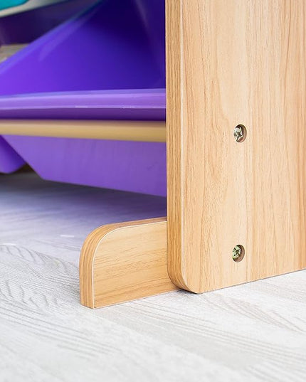 Humble Crew Kids Toy Storage Organizer with 12 Storage Bins, Rainbow/Natural Wood - LeafyLoom