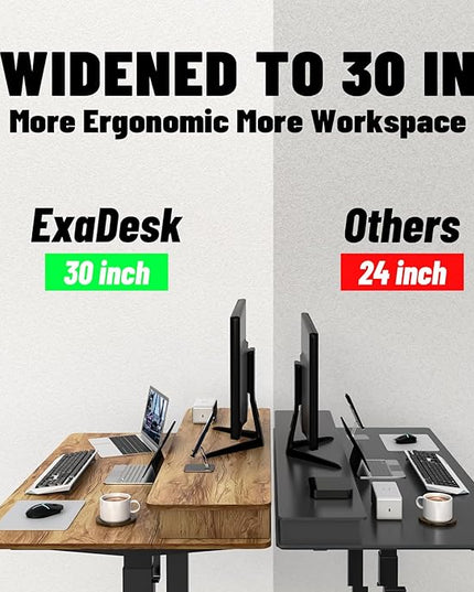 48 * 30 Inches Electric Standing Widened Desk Adjustable Height with 4 Drawers, Double Storage Shelves Stand Up Desk, Home Office Workstation Sit Stand up Desk (Light Rustic Brown) - LeafyLoom