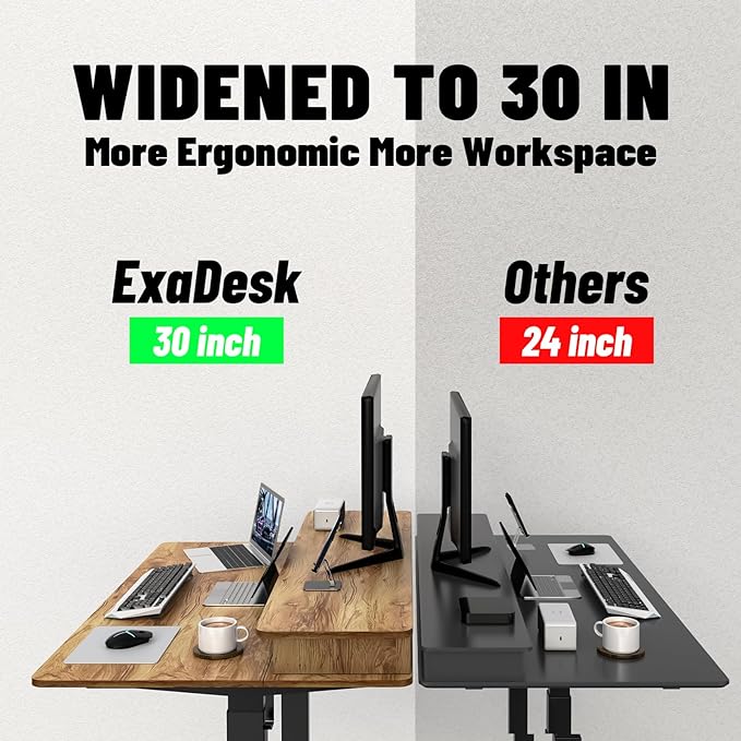 48 * 30 Inches Electric Standing Widened Desk Adjustable Height with 4 Drawers, Double Storage Shelves Stand Up Desk, Home Office Workstation Sit Stand up Desk (Light Rustic Brown) - LeafyLoom