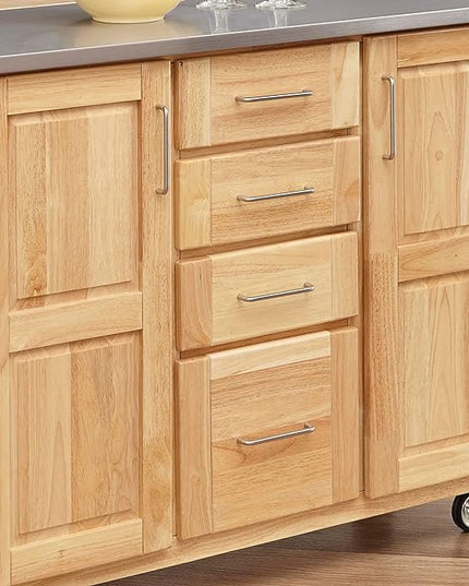 Kitchen Cart with Breakfast bar & Stainless Steel Top by Home Styles - LeafyLoom