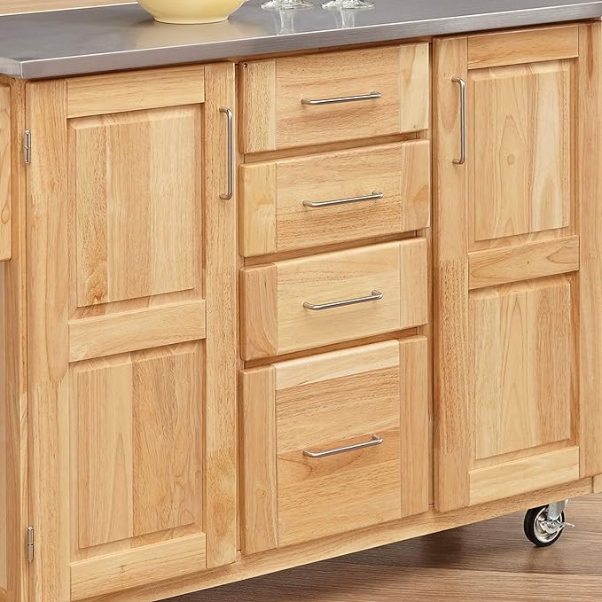 Kitchen Cart with Breakfast bar & Stainless Steel Top by Home Styles - LeafyLoom