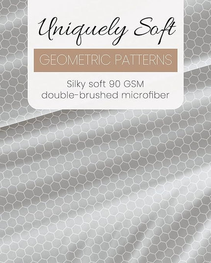 Linen Market 4 Piece California King Bedding Sheet Set (Gray Geometric) - Sleep Better Than Ever with These Ultra-Soft & Cooling Bed Sheets for Your Cal King Size Bed - Deep Pocket Fits 16" Mattress - LeafyLoom