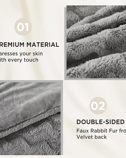 Andency Grey Fleece Comforter Set Queen Size, 3 Pieces Fuzzy Fluffy Faux Fur Bedding Comforter Set for Queen Bed, Warm Plush Shaggy Sherpa Bed Set for Women Man - LeafyLoom