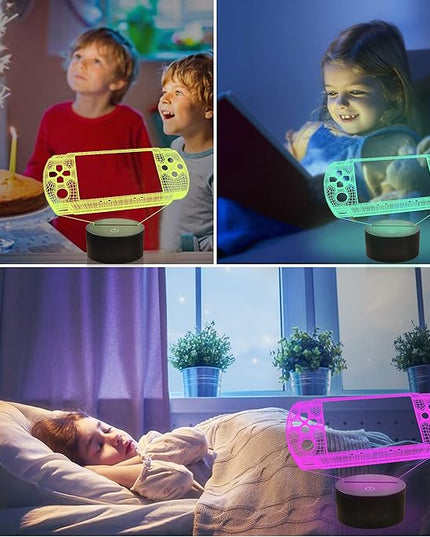 Attivolife Gameped 3D Illusion Lamp, handheld Game Console Night Light with Remote Control + Timer 16 Color Change Lamps Kids Gamer Room Decor Plug in Cool Festival Birthday Gifts for Boys Men Child - LeafyLoom