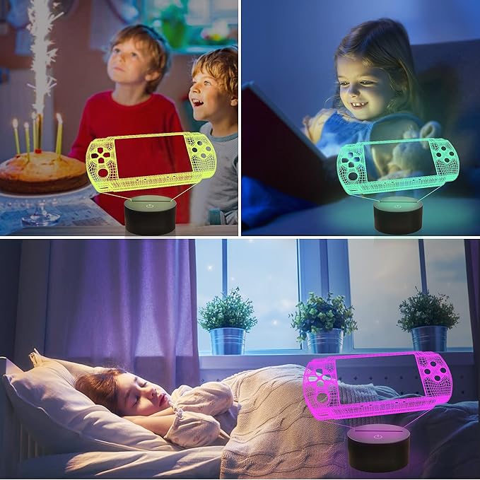 Attivolife Gameped 3D Illusion Lamp, handheld Game Console Night Light with Remote Control + Timer 16 Color Change Lamps Kids Gamer Room Decor Plug in Cool Festival Birthday Gifts for Boys Men Child - LeafyLoom