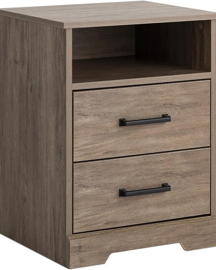 Prepac 2 Drawer Nightstand, 16.25in x 18.75in x 24.5in, Rustic Brown - LeafyLoom